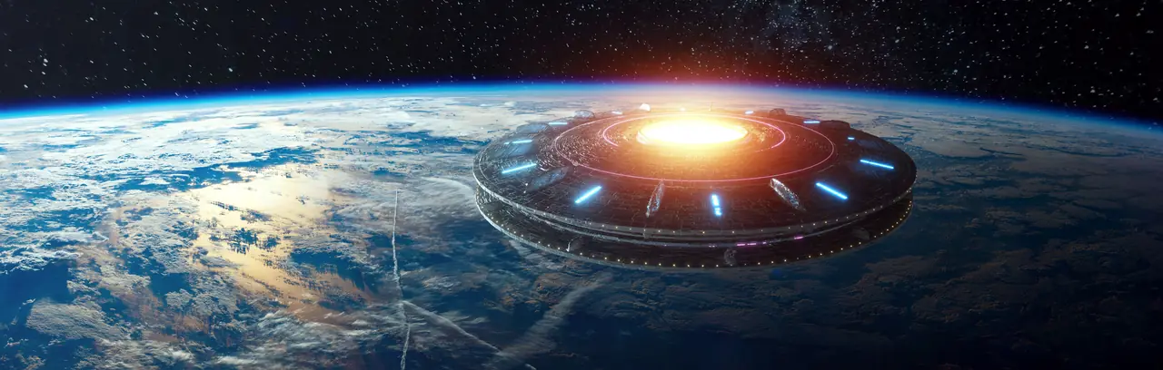 Alien aircraft over Earth