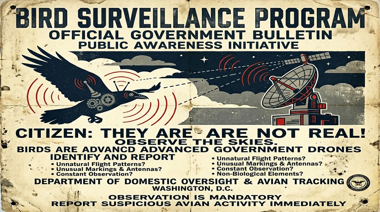 Vintage bird surveillance poster