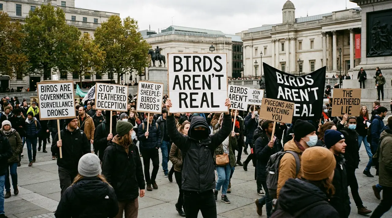 Birds Aren't Real protest