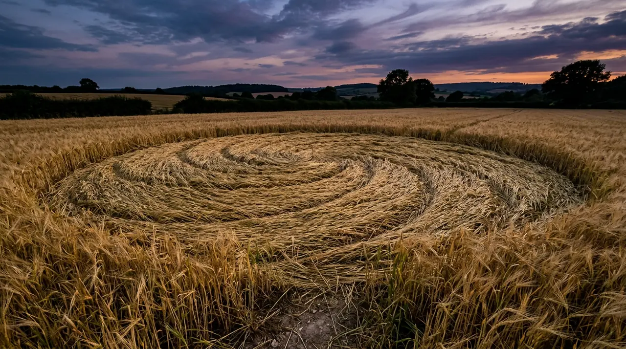 Crop circle in field